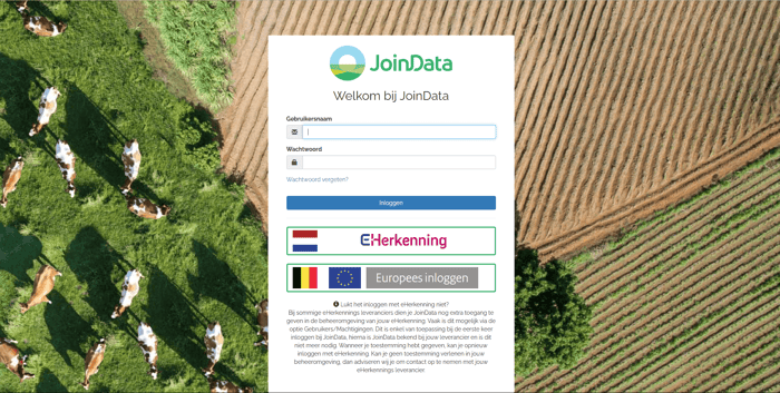 Screenshot van login pagina