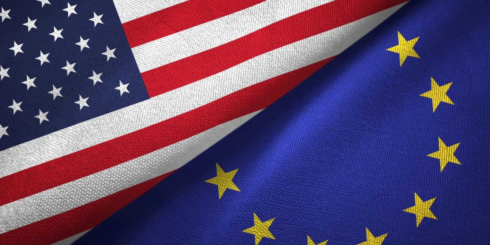 Amerikaanse en Europese vlag
