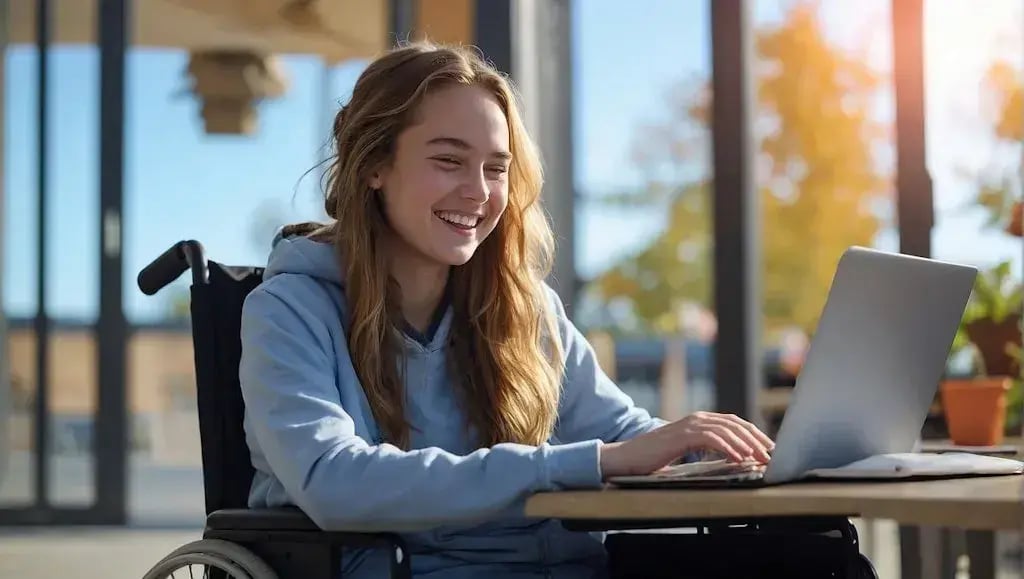 Meisje op laptop.