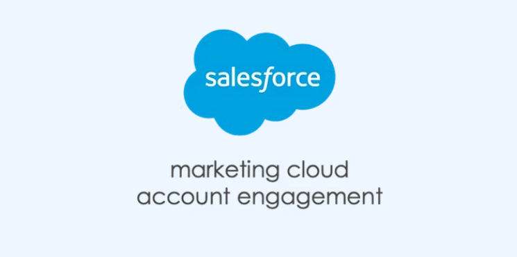 Salesforce-logo met tekst marketing cloud account engagement.