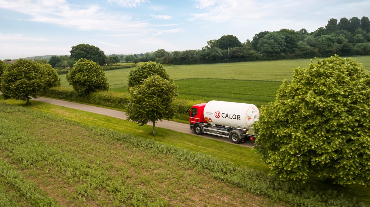Calor LPG-tankwagen op de weg.