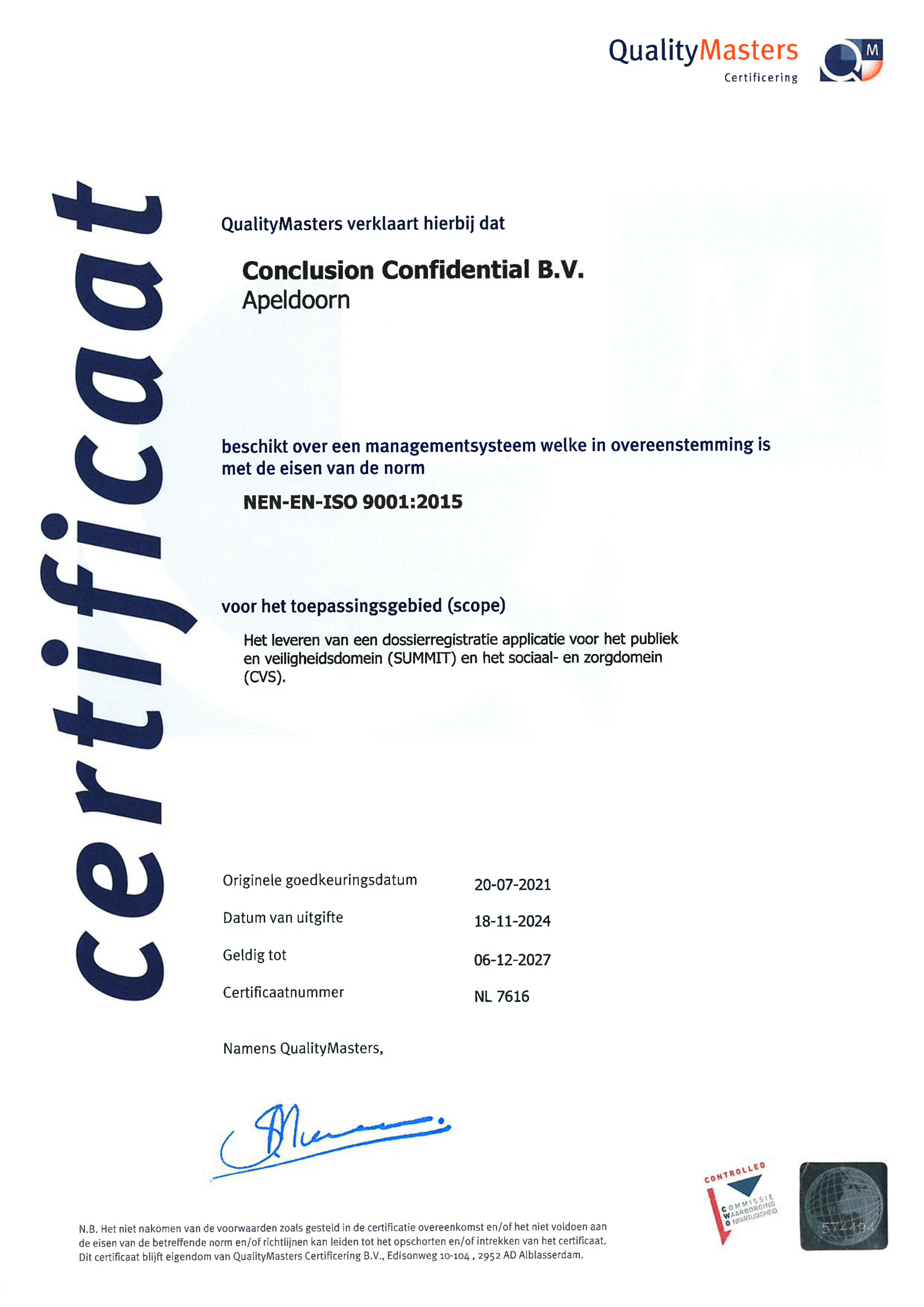 ISO 9001 certificering