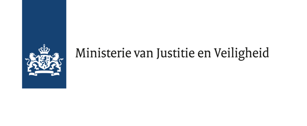 Ministerie van Justitie en Veilgheid logo.